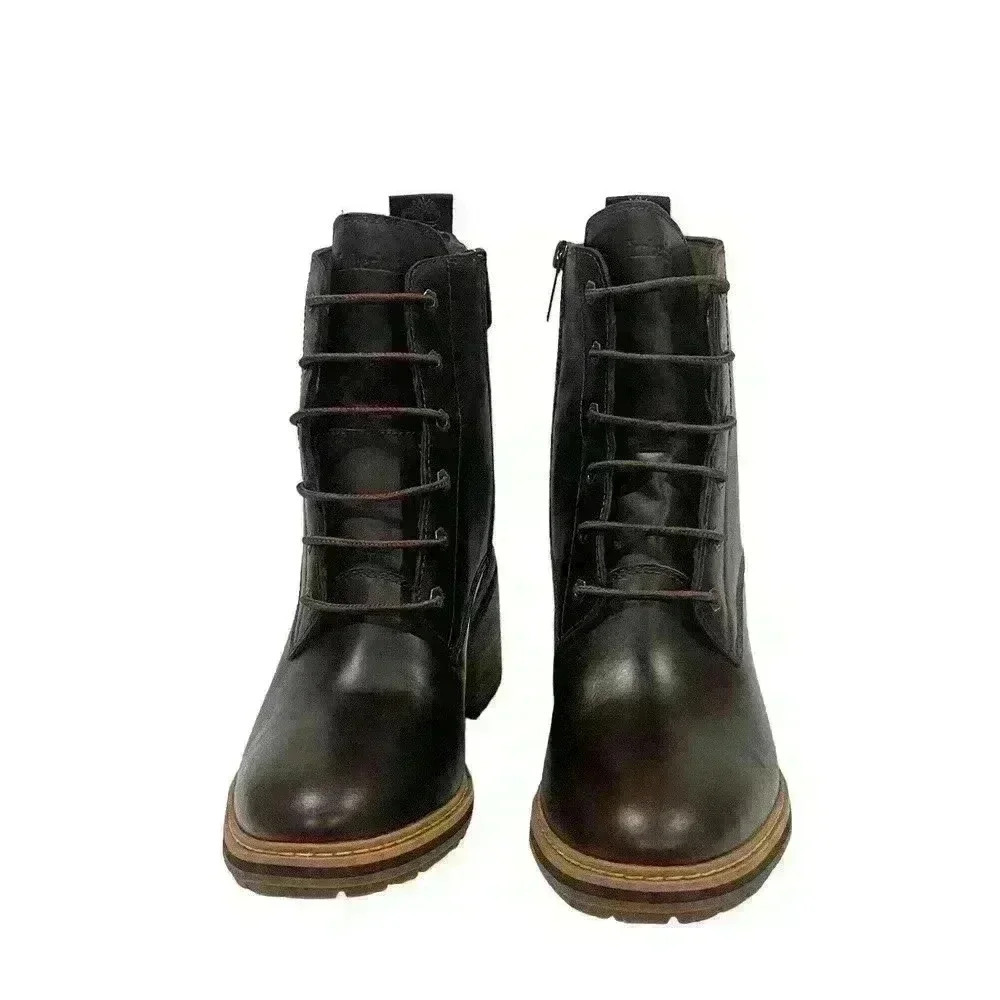 Timberland Sienna Women's Dark Brown Leather Heel Booties SZ US 10 EU 41.5 NWOB